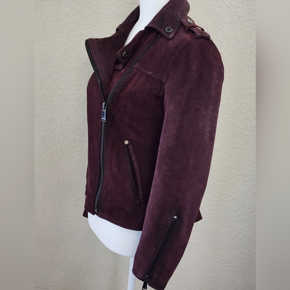 Burgundy BCBG Suede Peplum Jacket - Picture 4 of 9